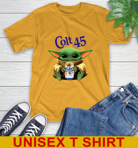 Star Wars Baby Yoda Hugs Colt 45 Beer Shirt 3