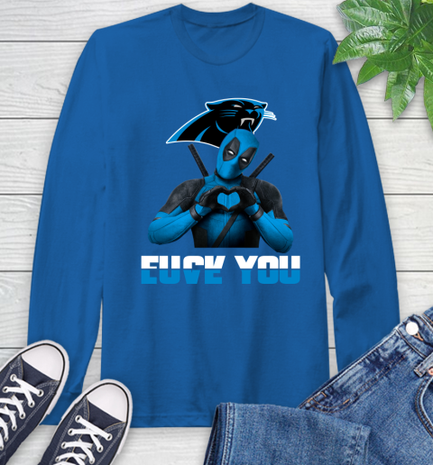 NHL Carolina Panthers Deadpool Love You Fuck You Football Sports Long Sleeve T-Shirt 10
