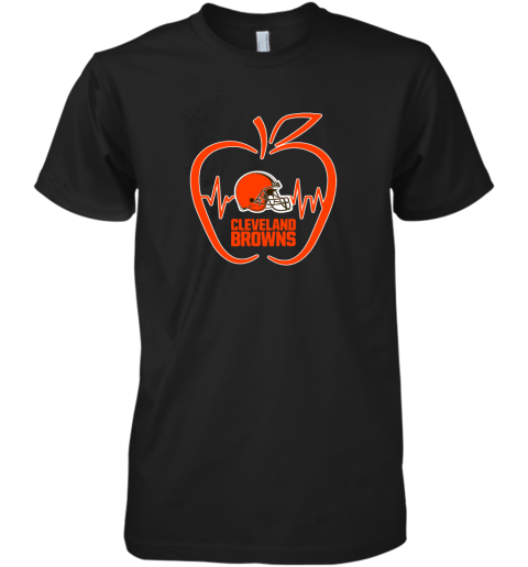 Apple Heartbeat Teacher Symbol Cleveland Browns Premium Men's T-Shirt