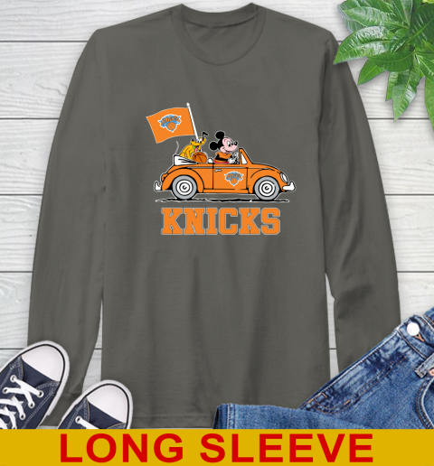 NBA Basketball New York Knicks Pluto Mickey Driving Disney Shirt Long Sleeve T-Shirt 8