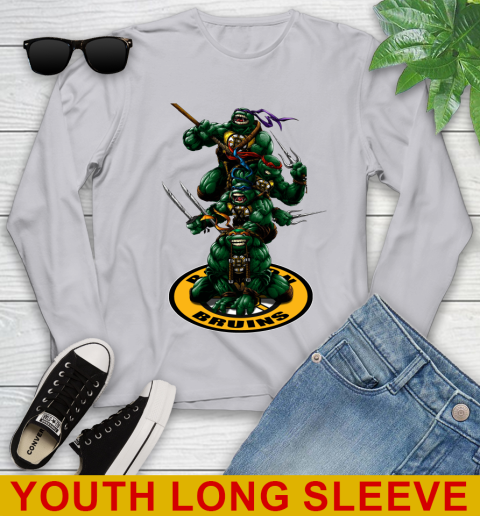 NHL Hockey Boston Bruins Teenage Mutant Ninja Turtles Shirt Youth Long Sleeve 6