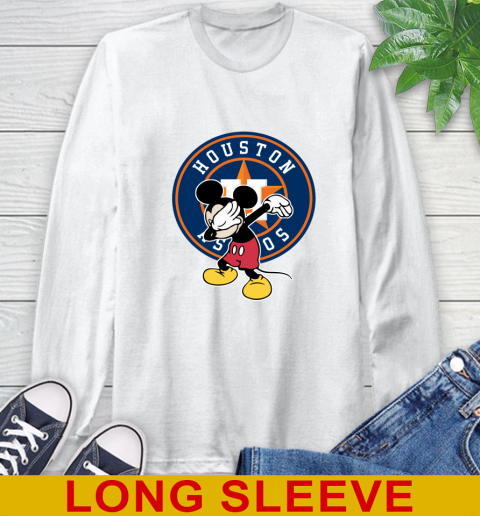 Houston Astros MLB Baseball Dabbing Mickey Disney Sports Long Sleeve T-Shirt