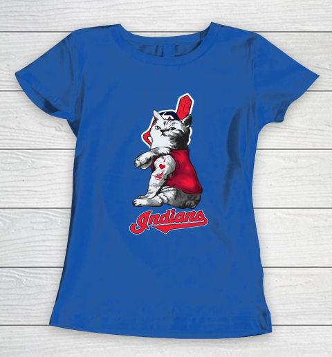 MLB Baseball My Cat Loves Cleveland Indians Women's T-Shirt 8