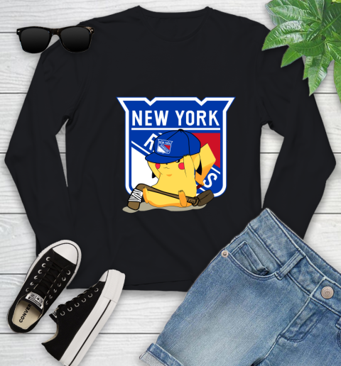 NHL Pikachu Hockey Sports New York Rangers Youth Long Sleeve 2