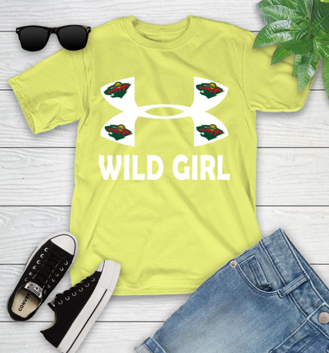 NHL Minnesota Wild Girl Under Armour Hockey Sports Youth T-Shirt 10