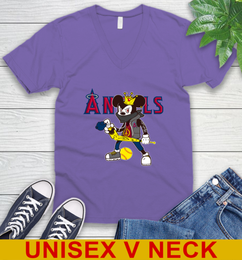 Los Angeles Angels MLB Baseball Mickey Peace Sign Sports V-Neck T-Shirt 9