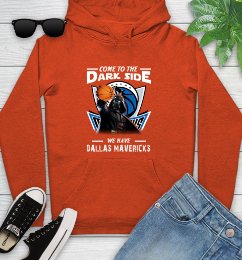 NBA Come To The Dark Side We Have Dallas Mavericks Star Wars Darth Vader Basketball Youth Hoodie 4
