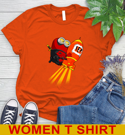 NFL Football Cincinnati Bengals Deadpool Minion Marvel Shirt Women's T-Shirt 3