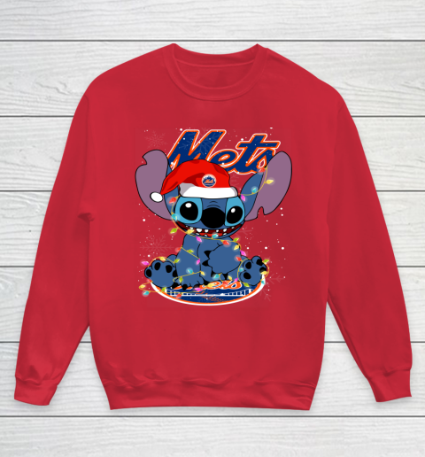 New York Mets MLB noel stitch Baseball Christmas Youth Sweatshirt 4