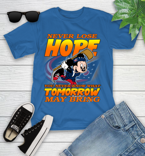 Columbus Blue Jackets NHL Hockey ootball Mickey Disney Never Lose Hope Youth T-Shirt 12