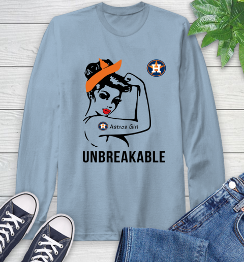 MLB Houston Astros Girl Unbreakable Baseball Sports Long Sleeve T-Shirt 6