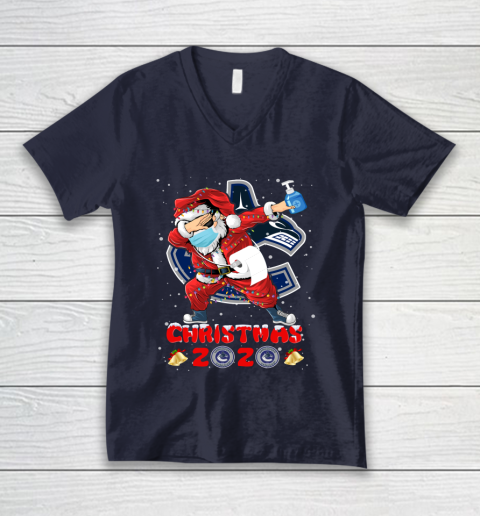 Vancouver Canucks Funny Santa Claus Dabbing Christmas 2020 NHL V-Neck T-Shirt 2