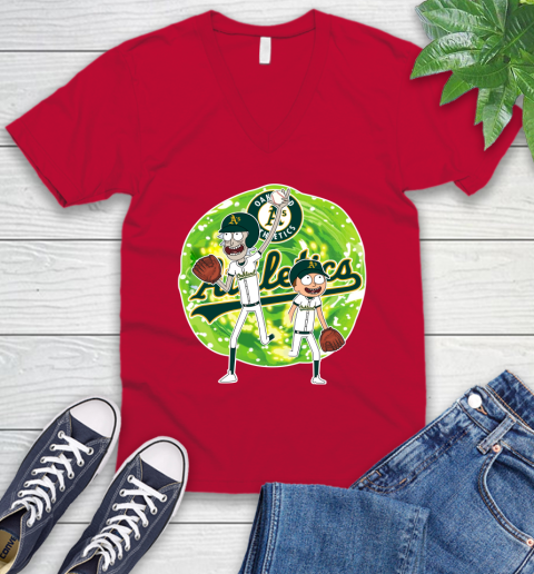 MLB Oakland Athletics Rick And Morty Baseball Sports V-Neck T-Shirt 8