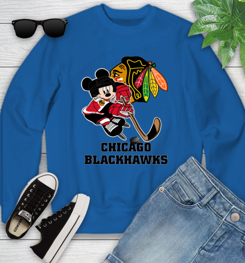 NHL Chicago Blackhawks Mickey Mouse Disney Hockey T Shirt Youth Sweatshirt 8