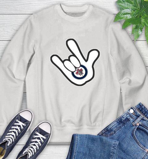 Winnipeg Jets NHL Hockey Mickey Rock Hand Disney Sweatshirt