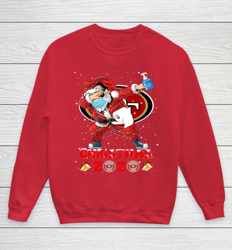 San Francisco 49ers Funny Santa Claus Dabbing Christmas 2020 NFL Youth Sweatshirt 7