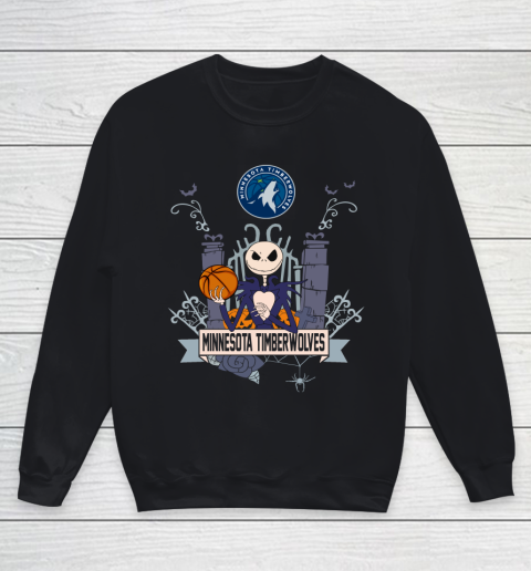 NBA Minnesota Timberwolves Basketball Jack Skellington Halloween Youth Sweatshirt