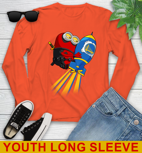 NBA Basketball Golden State Warriors Deadpool Minion Marvel Shirt Youth Long Sleeve 3