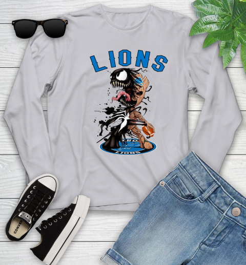 NFL Detroit Lions Football Venom Groot Guardians Of The Galaxy Youth Long Sleeve 5