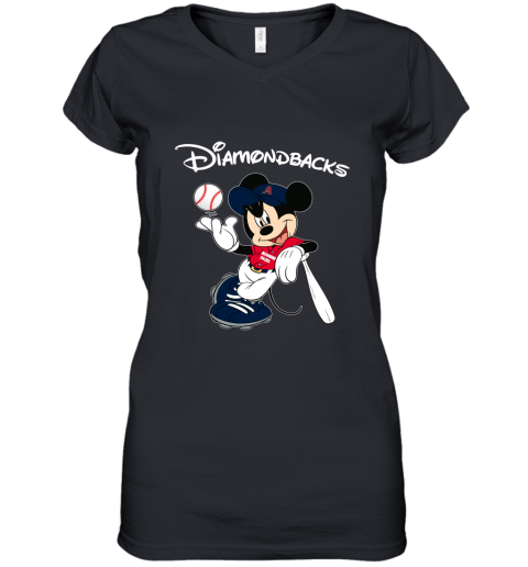 Baseball Mickey Team Arizona Diamondbacks Women's V-Neck T-Shirt