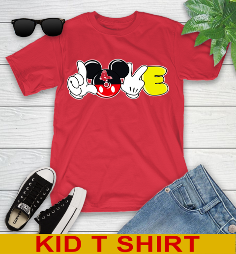 Boston Red Sox MLB Baseball Love Mickey Disney Sports Youth T-Shirt 10