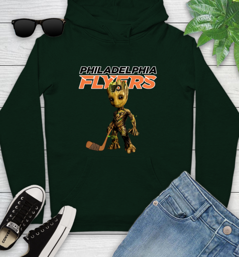 Philadelphia Flyers NHL Hockey Groot Marvel Guardians Of The Galaxy Youth Hoodie 13