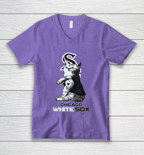 MLB Baseball My Cat Loves Chicago White Sox V-Neck T-Shirt 8