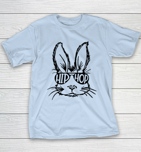 Hip Hop Bunny Face With Sunglasses Easter Day Youth T-Shirt 5