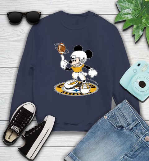 NFL Football Pittsburgh Steelers Cheerful Mickey Disney Shirt Sweatshirt 3