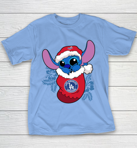 Los Angeles Dodgers Christmas Stitch In The Sock Funny Disney MLB Youth T-Shirt 10