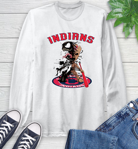 MLB Cleveland Indians Baseball Venom Groot Guardians Of The Galaxy Long Sleeve T-Shirt