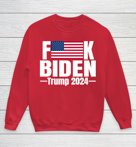Fuck Biden American Flag Trump 2024 Youth Sweatshirt 7
