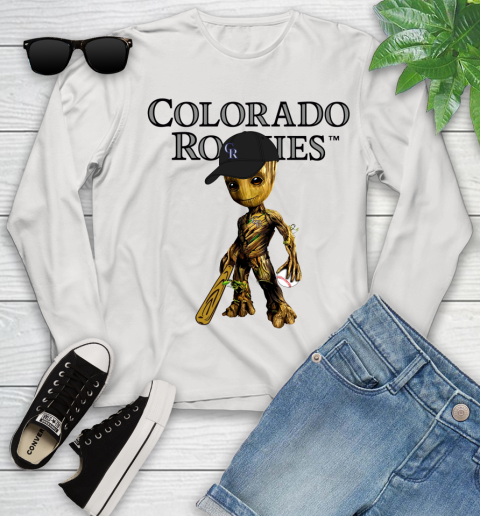 MLB Colorado Rockies Groot Guardians Of The Galaxy Baseball Youth Long Sleeve