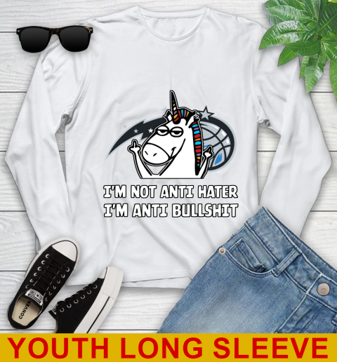 Orlando Magic NBA Basketball Unicorn I'm Not Anti Hater I'm Anti Bullshit Youth Long Sleeve