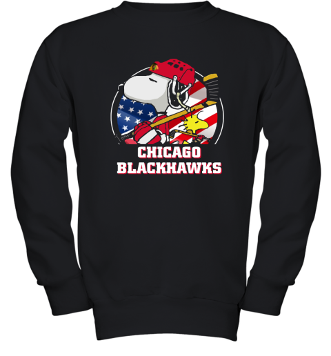 Chicago Blackhawks Ice Hockey Snoopy And Woodstock NHL Youth Sweatshirt