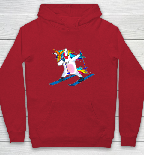 Skiing Unicorn Dabbing Funny Gift Youth Hoodie 9