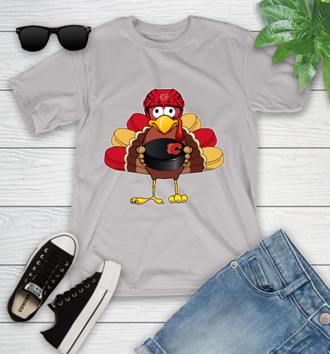 Calgary Flames Turkey Thanksgiving Day Youth T-Shirt 12