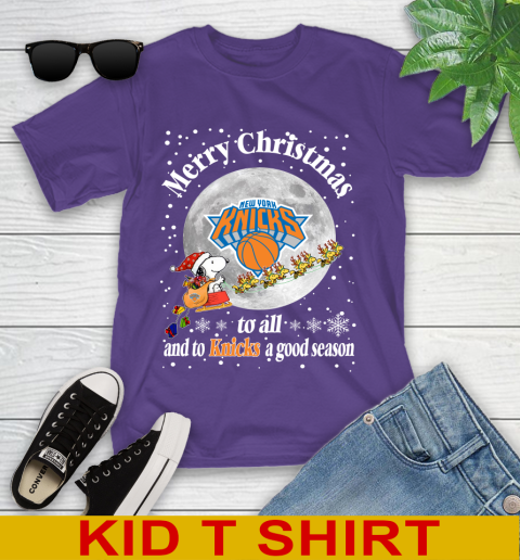 New York Knicks Merry Christmas To All And To Knicks A Good Season NBA Basketball Sports Youth T-Shirt 3