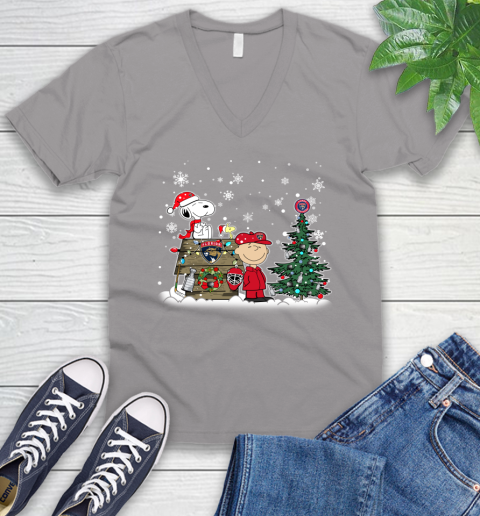 NHL Florida Panthers Snoopy Charlie Brown Woodstock Christmas Stanley Cup Hockey V-Neck T-Shirt 3
