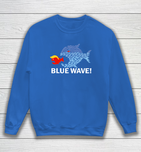 Blue Wave 2024 Funny Big Fish Eat Little Fish Trump Hair Sweatshirt 5