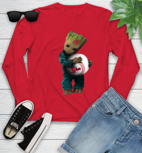 MLB Groot Guardians Of The Galaxy Baseball Sports Cleveland Indians Youth Long Sleeve 11