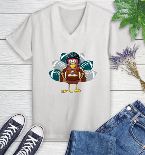 Philadelphia Eagles Turkey Thanksgiving Day Women's V-Neck T-Shirt