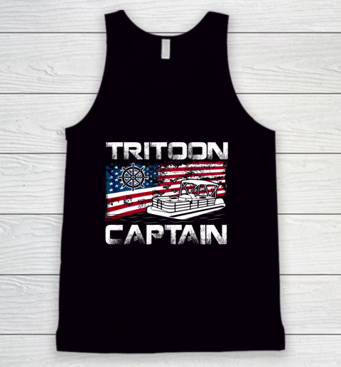 Tritoon Captain American Flag Pontoon Boat Lover Tank Top