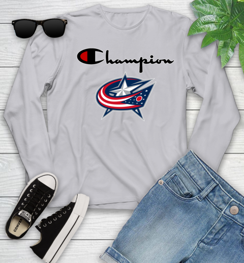 NHL Hockey Columbus Blue Jackets Champion Shirt Youth Long Sleeve 3