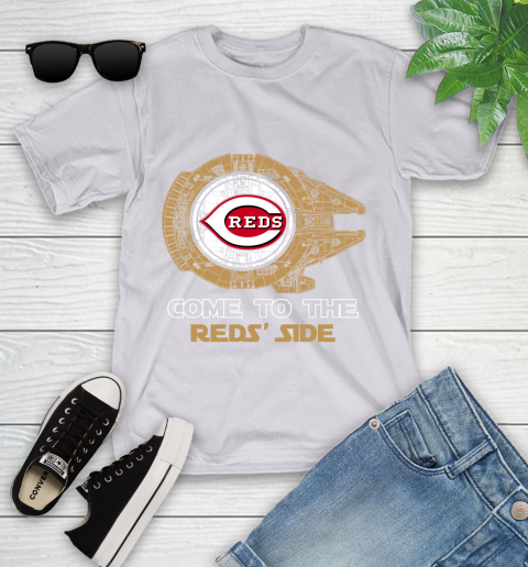 MLB Come To The Cincinnati Reds Side Star Wars Baseball Sports Youth T-Shirt 4