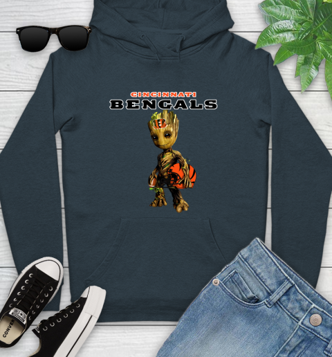 Cincinnati Bengals NFL Football Groot Marvel Guardians Of The Galaxy Youth Hoodie 8