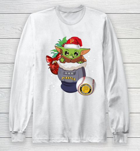 Pittsburgh Pirates Christmas Baby Yoda Star Wars Funny Happy MLB Long Sleeve T-Shirt 2