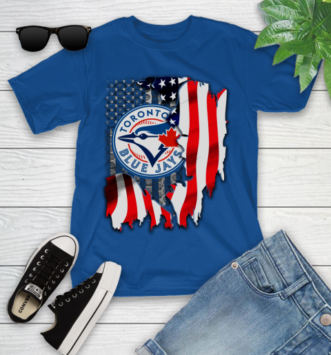 Toronto Blue Jays MLB Baseball American Flag Youth T-Shirt 12