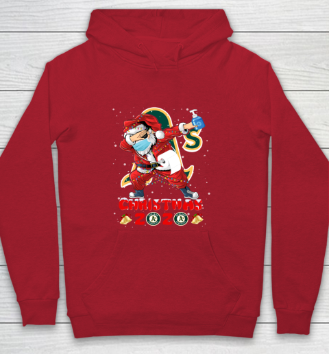 Oakland Athletics Funny Santa Claus Dabbing Christmas 2020 MLB Youth Hoodie 7