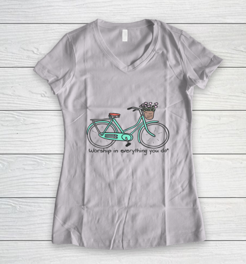 Cheerful Bicycling Women's V-Neck T-Shirt